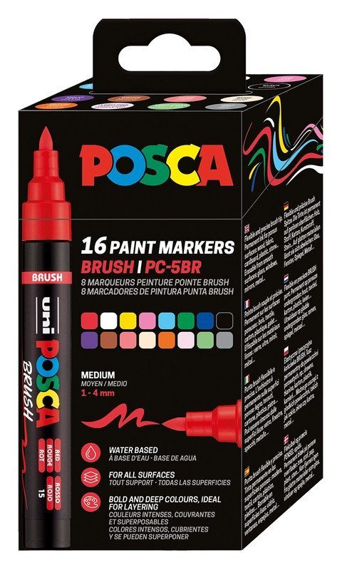 neuveden: Posca sada popisovačů PC-5BR - mix barev 1 - 4 mm (16 ks)