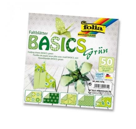 neuveden: Folia Origami papíry na skládání 15 x 15 cm - zelené 80 g