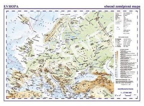 neuveden: Evropa - příruční fyzická/politická mapa A3/1: 17 mil.
