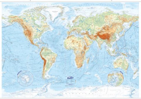 neuveden: Svět - reliéf a povrch 1:21 000 000 nástěnná mapa
