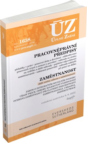 neuveden: ÚZ 1638 Pracovněprávní předpisy, Zaměstnanost, Odškodňování a náhrady, Odbo