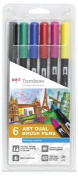 neuveden: Tombow Oboustranný štětcový fix ABT - Primary colours 6 ks