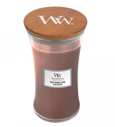 neuveden: WoodWick Stone Washed Suede svíčka váza 609g