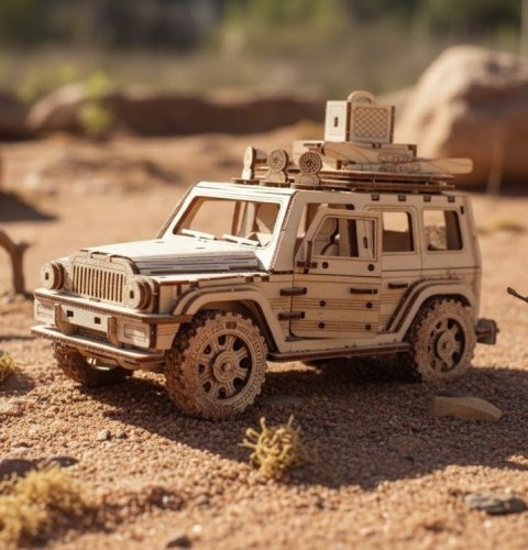 -: NiXiM Dřevěné 3D puzzle Terénní auto