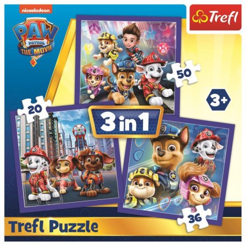 neuveden: Puzzle Tlapková patrola - Připraveni do akce 3v1 (20,36,50 dílků)