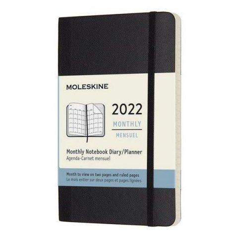 neuveden: Moleskine Měsíční diář 2022 černý S, měkký