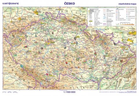 neuveden: Česko - vlastivědná mapa, 1 : 1 100 000 / obrysová mapa / 46 x 32 cm