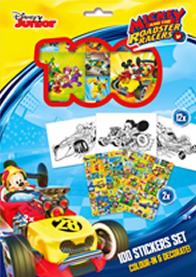 neuveden: Mickey a závodníci - 100 samolepek s omalovánkovými listy