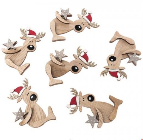 neuveden: Dřevěný sobík s čepicí 6 ks