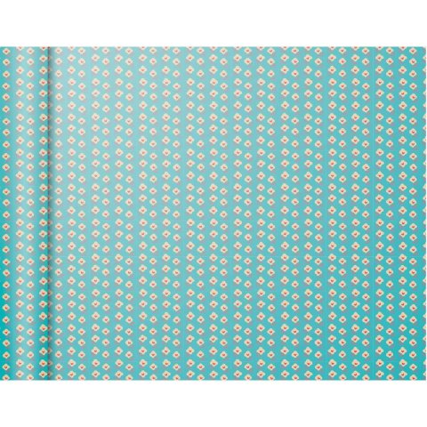 neuveden: Balicí papír Tiny Roll Flowers-blue - 80g, 5x0,35m