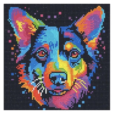 : Mini diamantové malování - Barevný Pes Pop Art 25x25cm bez rámu