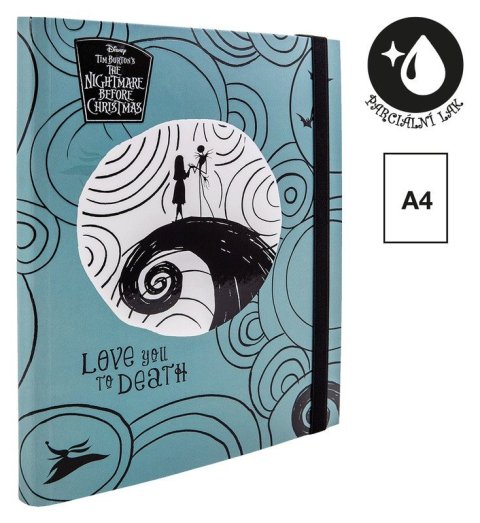 -: Školní box s gumičkou, Tim Burton 3, A4, šedo-modré