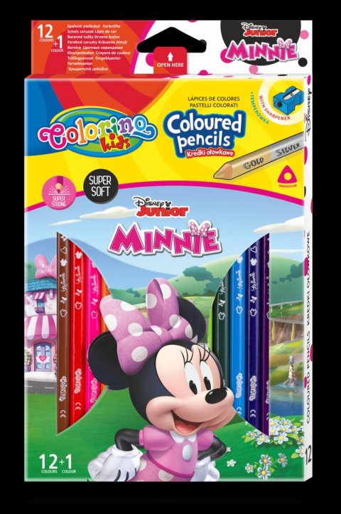 neuveden: Colorino Disney Junior Minnie - pastelky trojhranné 12 barev + ořezávátko