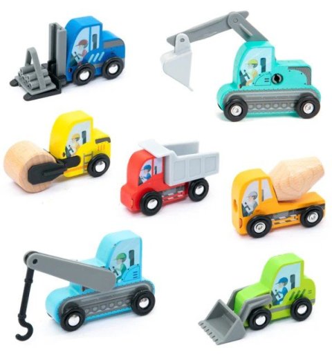-: Dřevěná sada stavebních vozidel