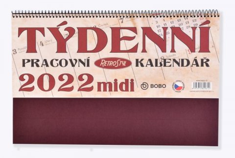 neuveden: Kalendář 2022 Pracovní RETRO MIDI - stolní, týdenní