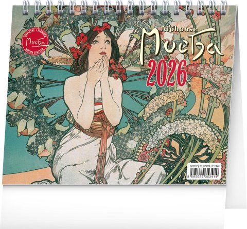 neuveden: Kalendář 2026 stolní: Alfons Mucha, 16,5 x 13 cm