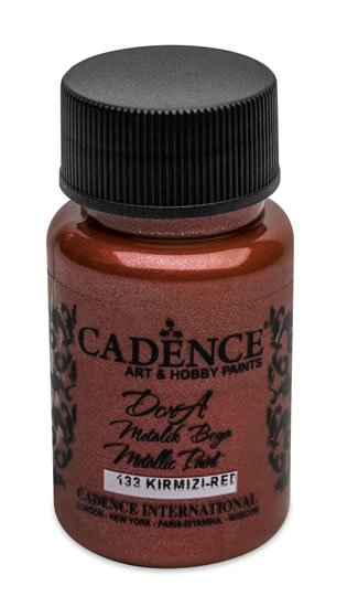 neuveden: Metalická akrylová barva Cadence Dora Metalic - červená / 50 ml