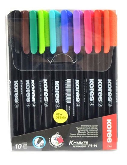 neuveden: Kores K-MARKER Permanentní popisovač, tenký hrot M, 10 ks sada