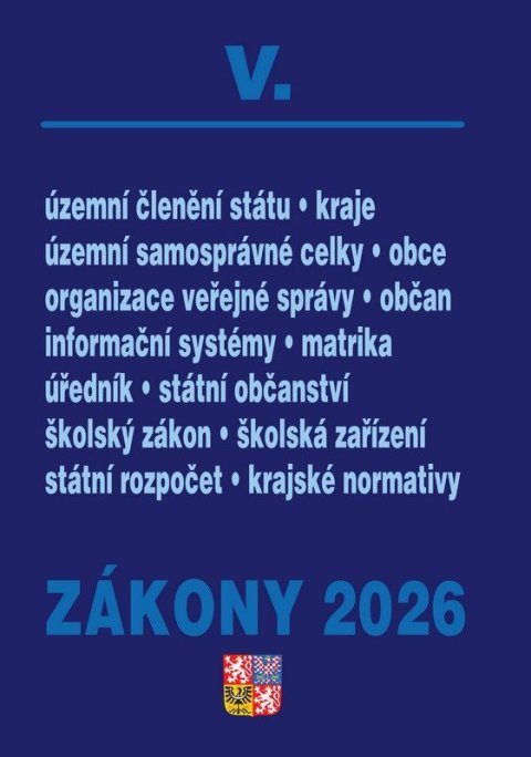 neuveden: Zákony V/2026 Veřejná správa, Školství - Územní celky a členění státu, Obce