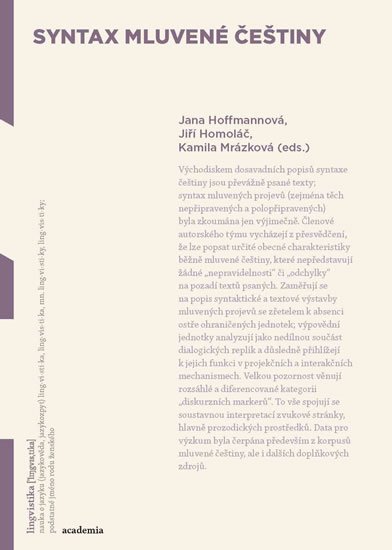 Hoffmannová Jana: Syntax mluvené češtiny Hoffmannová Jana: Syntax mluvené češtiny