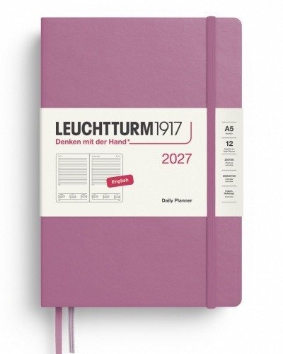 -: Denní plánovač Dusty Rose, Medium A5 2027, anglicky