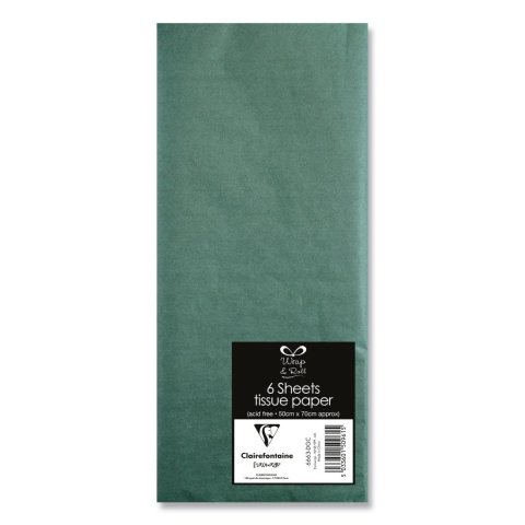 neuveden: CLAIREFONTAINE hedvábný papír - tm. zelený, 6 ks, 50x70 cm