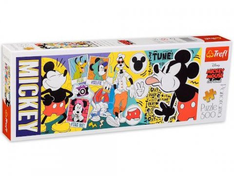 neuveden: Trefl Puzzle Mickey Mouse legendární / 500 dílků Panoramatické