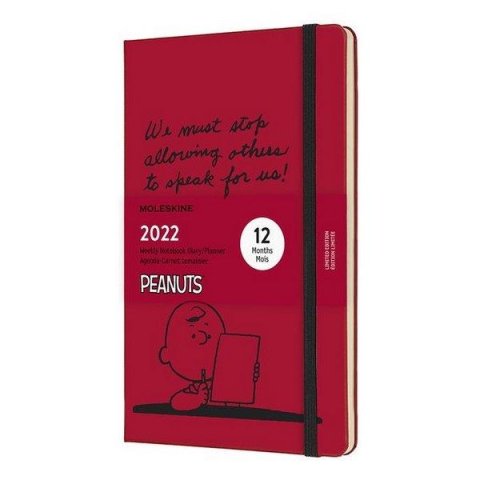 neuveden: Moleskine Plánovací zápisník 2022 Snoopy červený L