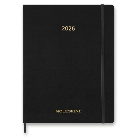 neuveden: Diář Moleskine Essential 2026 - měkké desky, XXL, týdenní, vertikální, čern