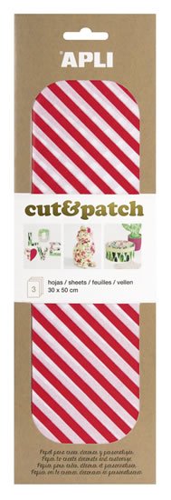 neuveden: APLI CutPatch papír 30 x 50 cm - Pruhy červenobílé 3 ks