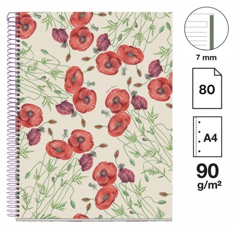 : Poznámkový blok Entredos NB-1, A4, 90g, karton, 80 listů, linka - Papaver R