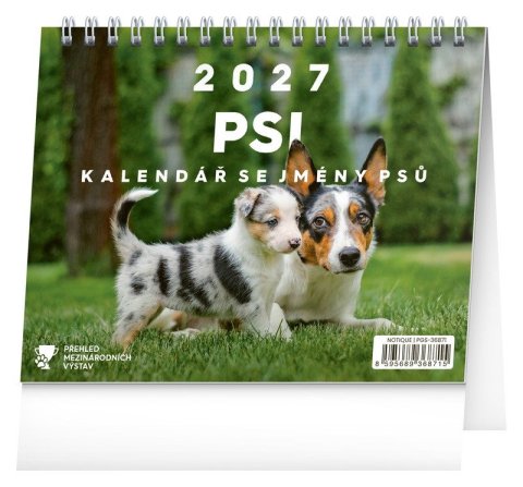 : Kalendář 2027 stolní: Psi - se jmény psů, 16,5 x 13 cm