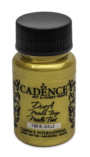 neuveden: Metalická akrylová barva Cadence Dora Metalic - sytá zlatá / 50 ml