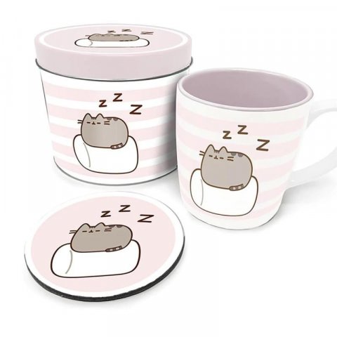 neuveden: Pusheen: Dárkový set v plechovce (hrnek + podtácek)