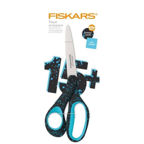 neuveden: Fiskars Nůžky pro teenagery 20 cm pro leváky, kropenatá modrá
