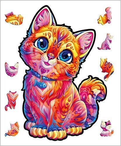 : Dřevěné puzzle - Roztomilá kočička