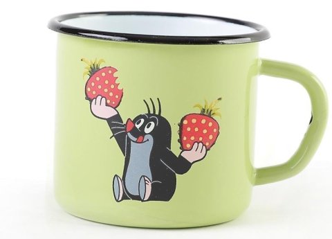 Miler Zdeněk: Krtek - hrnek smaltovaný 8cm, světle zelený/ jahody