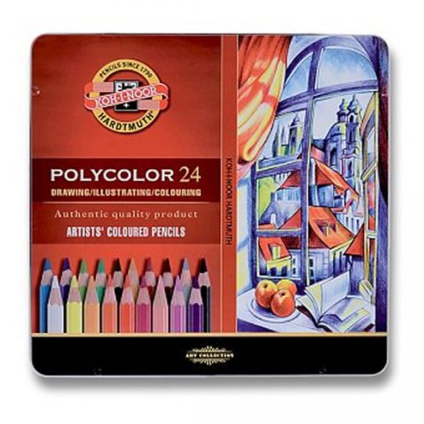 neuveden: Koh-i-noor pastelky umělecké POLYCOLOR souprava 24 ks v plechové krabičce