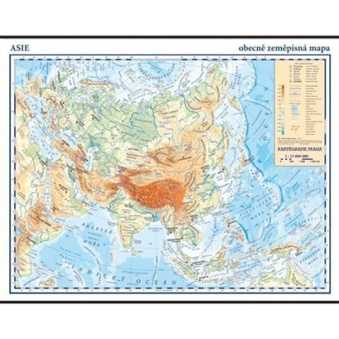 neuveden: Asie - školní nástěnná obecně zeměpisná mapa Asie 1:13 000 000
