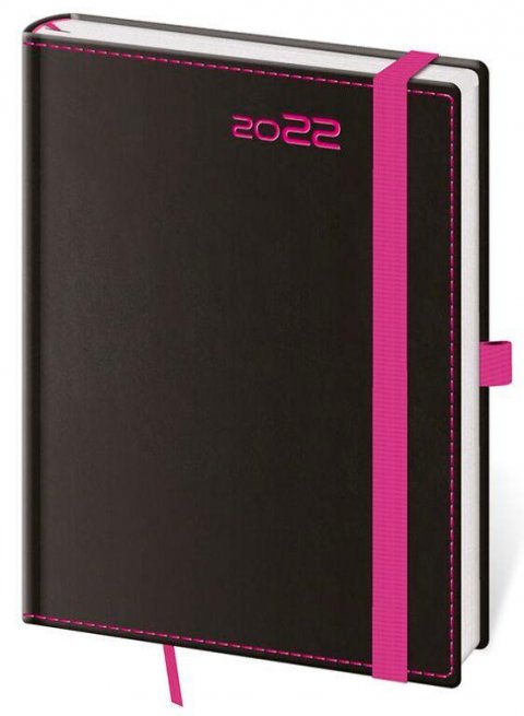 neuveden: Diář 2022 Black-Pink týdenní B6 s poutkem na propisku