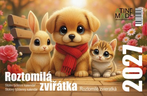 : Kalendář 2027 Roztomilá zvířátka, stolní, týdenní, 14 x 21,4 cm