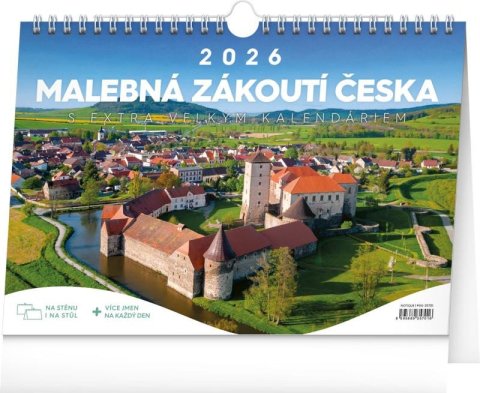 neuveden: Kalendář 2026 stolní: Malebná zákoutí Česka s extra velkým kalendáriem, 30 neuveden: Kalendář 2026 stolní: Malebná zákoutí Česka s extra velkým kalendáriem, 30