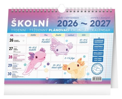 : Školní plánovací kalendář s háčkem 2027, 30 x 21 cm
