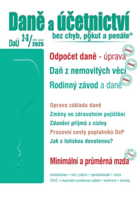 neuveden: DaÚ 2-3/2025 Odpočet daně - úprava pravidel neuveden: DaÚ 2-3/2025 Odpočet daně - úprava pravidel