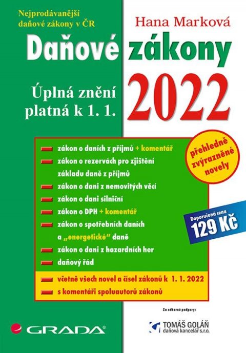 Marková Hana: Daňové zákony 2022 - Úplná znění k 1. 1. 2022