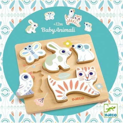 neuveden: DJECO Pastelová mláďátka vkládací dřevěné puzzle