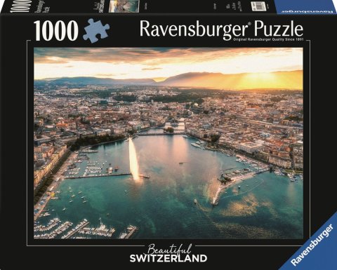 neuveden: Puzzle Západ slunce v srdci Ženevy 1000 dílků