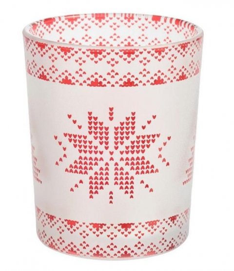 neuveden: YANKEE CANDLE Svícen Red Nordic Frosted Glass na votivní a čajovou svíčku
