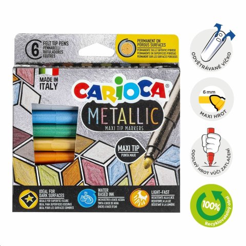 neuveden: Carioca fixy Metallic, maxi hrot - 6 ks