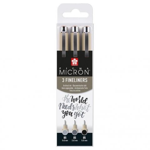 neuveden: Sakura Set Pigma Micron Black and Gray 3 ks